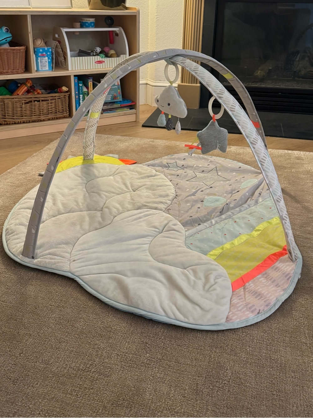 Skip Hop Neutral Gray & Pastel Baby Play Gym with Hanging Toys